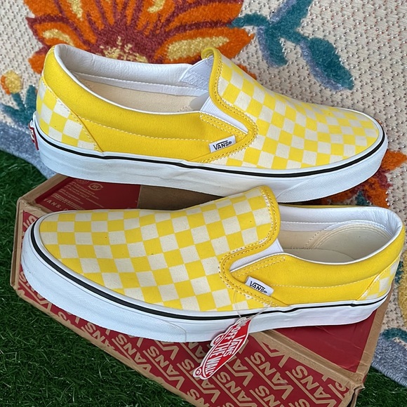Vans Classic Slip On Checkerboard Cyber Yellow/True White Men’s sneakers - Picture 11 of 16